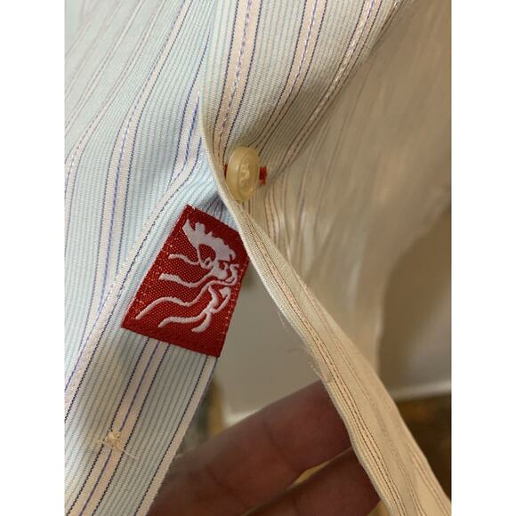 Takumi Japan Shirt Mens Large Dress Oxford Button‎ Up Suit French Cuff Stripe - Picture 4 of 12